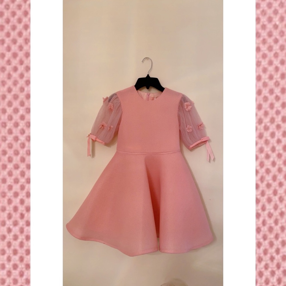 Girl’s David Charles Luxury Floral Pleated Dress